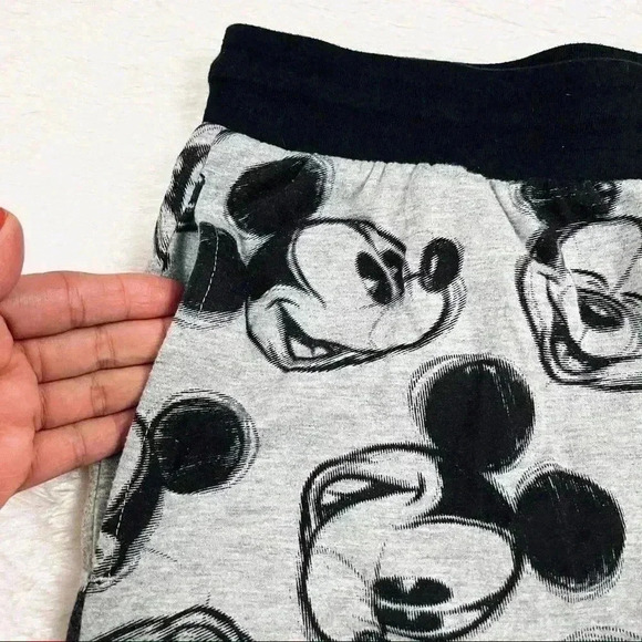 Disney Mickey Mouse Gray & Black Drawstring Cotton Blend Pants Size L - Picture 7 of 14